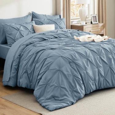 Imagem de Conjunto de Edredom Bedsure King Size - 7 Peças - Azul Mineral