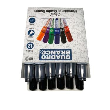 Imagem de Kit 12 Pinceis MQBX Para Quadro Branco Recarregáveis - Não Mancha! (Preto)