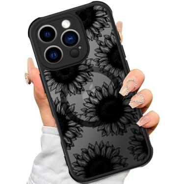 Imagem de SEXYMOM Capa magnética para iPhone 16 Pro Max com protetores de tela de privacidade X2 - Compatível com carregamento sem fio, lindo design floral para mulheres e meninas, capa de telefone fosca