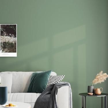 Imagem de ReWallpaper Papel de parede verde fosco adesivo vintage verde sálvia 40 x 7 m de espessura, papel de parede de cor sólida para banheiro, papel de contato à prova d'água para bancadas, armários e