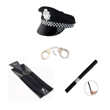 Imagem de Fantasia Policial Carnaval Festas Eventos - 4 Peças - CM Presentes e F