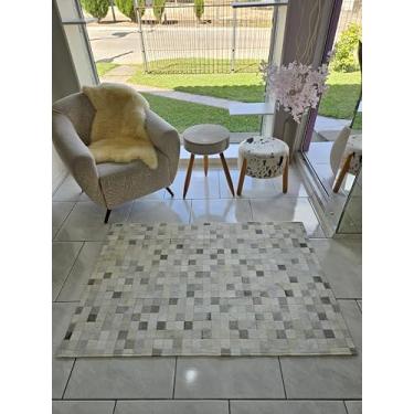 Imagem de Tapet De Couro Quadriculado Natural Bovino 2,00 x 1,50 m (Cinza)