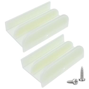 Imagem de HONSNKS 2 peças M6219 guia inferior de porta de chuveiro deslizante, guia de porta de chuveiro de plástico com canal de 1,27 cm, guia de trilho de porta de chuveiro de vidro para sistemas de gabinete