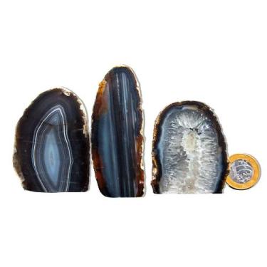 Imagem de 01 Geodo de Ágata Preta 250 a 300g 7 a 12cm Classe B - Varejo