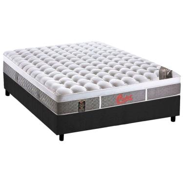Imagem de Cama Box Casal: Colchão Molas Castor Pocket Light Stress Oxygen New Plush + Base crc Suede Gray(138x188)