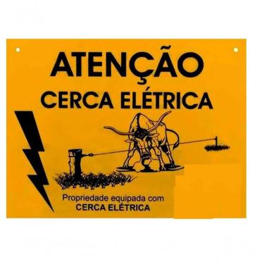 Imagem de Placa De Aviso \'\'cuidado Cerca Elétrica\'\' Zebu