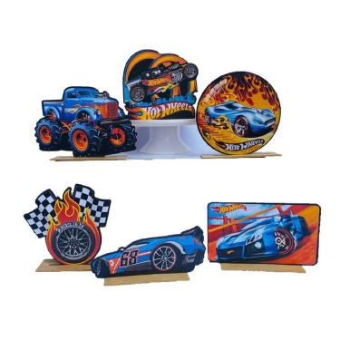 Imagem de Kit Display De Mesa 30 Peças Para Festa Hot Wheels 2 Mdf