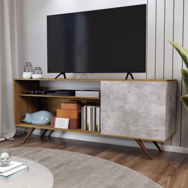 Imagem de Rack para TV Até 42 Polegadas Seleto 1 Porta Amêndoa/Concreto - Panorama