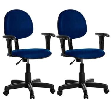 Imagem de Kit 2 Cadeiras Executiva Giratória para Escritório Ergonômica com Braço Azul Escritex – Conforto, Suporte e Estilo
