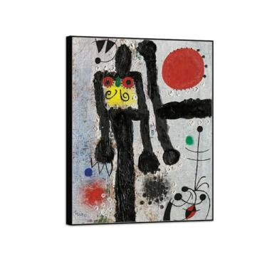Imagem de Joan Miró Imagem de arte de parede em tela - reprodução de impressões de arte famosas abstratas - pinturas de moldura preta para decoração de sala de estar (Celebrate Joy) 20x25cm-8x10in