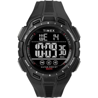 Imagem de Timex Relógio digital masculino de 43 mm - pulseira preta, mostrador digital, caixa preta, Preto