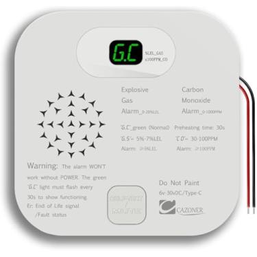 Imagem de CAZONER Detector De Gás 3 Em 1 Para Rv E Casa - Alarme De Monóxido De Carbono/Propano/Gás Natural Com Vida Útil De 10 Anos, Alerta Precoce, Alimentação De 12 V Cc E Usb-C, Design Compacto Para Rv, T