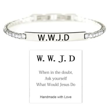 Imagem de sunglnl Pulseira God Is First, GOD IS FIRST IM SECOND Pulseira de Cristal Cristão Inspiradora Gravada Versos da Bíblia Cruz Pulseira de Aço Inoxidável para Mulheres Homens Joias Fé, 18.5CM, Aço