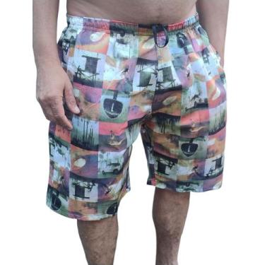 Imagem de Bermuda Tactel Masculina 3 Bolsos Shorts Costura Rebatida Onda Do Surf