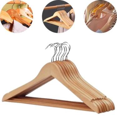 Imagem de Kit Conjunto de Cabide de Madeira 30 Peças Elegância e Organização - O