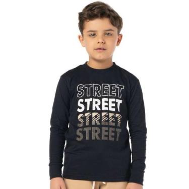 Imagem de Camiseta Infantil Menino Manga Longa Street Preta - Vraasalon, 4, Pret