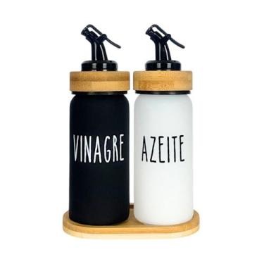 Imagem de Jogo 2 Galheteiro Doha Azeite E Vinagre Com Base Bambu 220ml - Hauskra