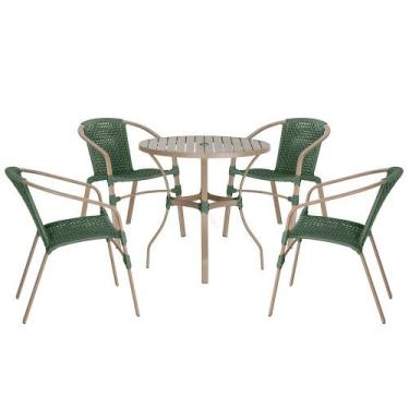 Imagem de 04 Cadeiras Floripa e Mesa Roma 80Cm Fendi e Corda Nautica Trama Origi