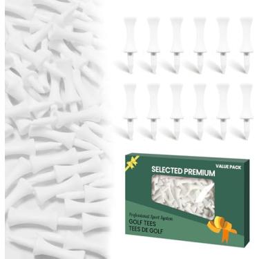 Imagem de Amy Sport Golf Tees Step Down Plastic Unbreakable 50 Pack 5.1 cm 51 mm Branco Reutilizável Bulk Set Professional Height Control Castle Tee for Practice (pacote com 50 5 cm em branco)