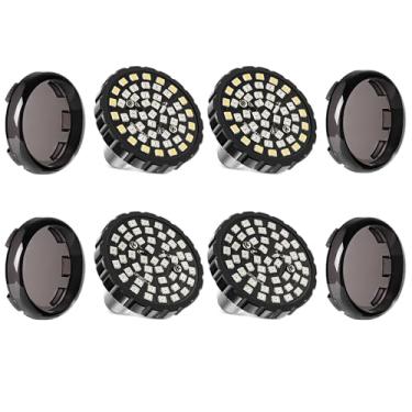 Imagem de Benlari Luzes de seta LED dianteiras traseiras de 5 cm, luz de seta de 48 LEDs com capa de lente fumê para Harley Davidson Dyna Softail Sportster Iron 883 Touring Street Glide Road Glide 1986-2024