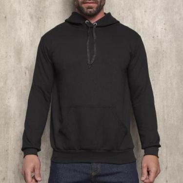 Imagem de Moletom Masculino Inverno Quente Casaco Flanelado Canguru Capuz Estilo