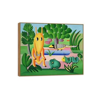 Imagem de Tarsila do Amaral Famosas Impressões em Tela-Imagem arte parede lona-Moldura Madeira Pintura decoração quarto Sala de estar(uma cuca) 20x25cm