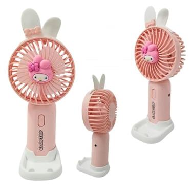 Imagem de Ventilador Portátil USB Recarregável, Design, 17cm, Base de Mesa, Bateria de 4-5 Horas (Rosa (Orelha de Coelho))