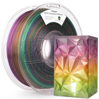 Imagem de AMOLEN Filamento de impressora 3D, filamento PETG 1,75 mm PETG multicolorido arco-íris - rosa roxo amarelo verde