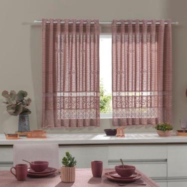 Imagem de Cortina de Cozinha em Renda Folhagens Color 2,80x1,30m - Interlar, Ros