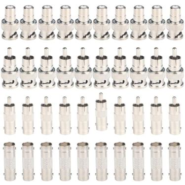 Imagem de Kit de conectores adaptador BNC para RCA com BNC fêmea para BNC fêmea, BNC fêmea para RCA macho, BNC macho para RCA fêmea e BNC macho para RCA macho conectores adaptadores 40 peças (BNC para RCA 40PCS