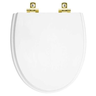 Imagem de Assento Sanitário Com Amortecedor Eros Branco Para Vaso Incepa Com Ferragem Dourada