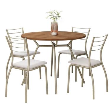 Imagem de Conjunto Sala De Jantar 4 Cadeiras Bogotá Carraro Branco Prata