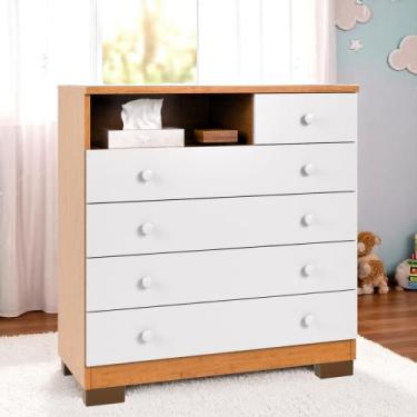 Imagem de Cômoda Infantil Bebê Amora 5 Gavetas Com Pés - Maxi Do Brasil, Canela