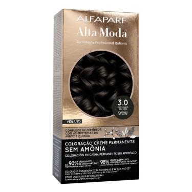 Imagem de Coloração Creme Permanente Alfaparf Alta Moda Vegano Sem Amônia 3.0 Castanho Escuro