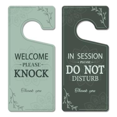 Imagem de Placa de porta In Session para terapeutas – Pacote com 2 placas "Please Do Not Disturb" para tratamento de consulta terapêutica dupla face PVC Welcome Please Knock Plaque 23 cm x 10 cm (mandala de