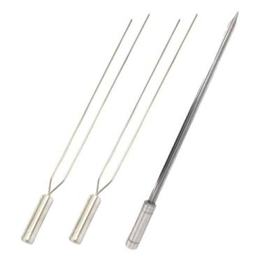 Imagem de Kit 3 Espetos Churrasco Aço Inox Duplo e Espada Lâmina 40c - INOX LAUR