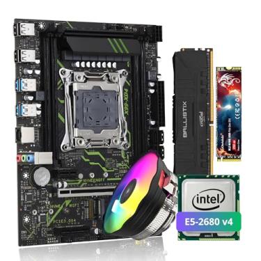 Imagem de QUASAR Kit Upgrade Gamer: Placa-Mãe X99 XD4 2.0 + Xeon E5-2680 v4 + 8GB DDR4 2666 Ballistix + SSD NVMe 256GB + Air cooler RGB, Chipset C612, Suporte 128GB, Compatível Win 11 e TPM 2.0 - Preto/Verde