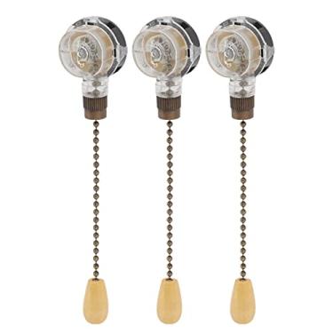 Imagem de Akozon 3pcs Pull Chain Switch para Ventiladores e Luzes de Teto - Interruptor de Lâmpada de Ventilador de Teto à Prova de Ferrugem (Bronze)