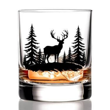 Imagem de RZHV Moose Jungle copo de uísque à moda antiga, presentes de aniversário de ação de graças para amante de alces amigo, mãe, pai, colega de trabalho, presentes de Natal para amantes de animais, amigo