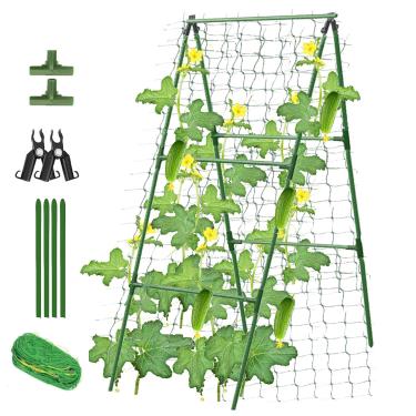 Imagem de 7Queen Treliça De Pepino, Treliça De Jardim, Treliça De Arco, Treliça Alta De Metal Para Plantas Trepadeiras, Suporte Para Vegetais, Ervilhas, Frutas, Videira, Treliça Em Formato De A Para Áreas Ext