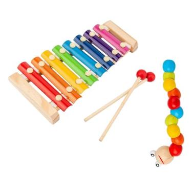 Imagem de simhoa Xilofone de metal de 8 notas para crianças, xilofone de madeira com brinquedo giratório, instrumento musical para bebês com malhos para crianças e