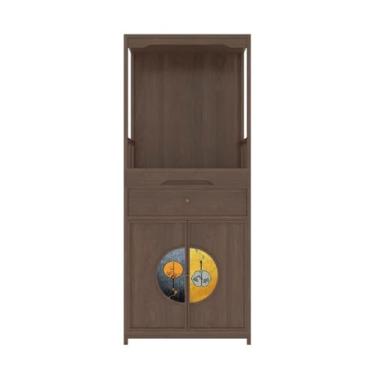 Imagem de ZzleoyuUUs-12 Prateleira de altar budista estilo chinês moderno com pintura em laca, armário de buda armário de oferta de riqueza vertical (marrom)