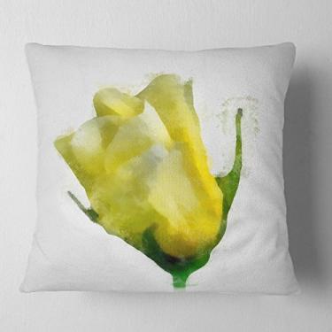 Imagem de Designart Linda manta floral de rosa amarela para sala de estar, sofá, enchimento de almofada de alta qualidade + capa de almofada impressa em ambos os lados 45,72 x 45,72 cm