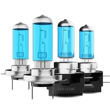Imagem de DMEPUGI Lâmpadas de farol adequadas para Hyundai Santa Fe 2009-2016, H7 H11B Combo de feixe alto e baixo, lâmpada branca super brilhante 5500K lâmpadas de halogêneo de alto desempenho, 4 peças