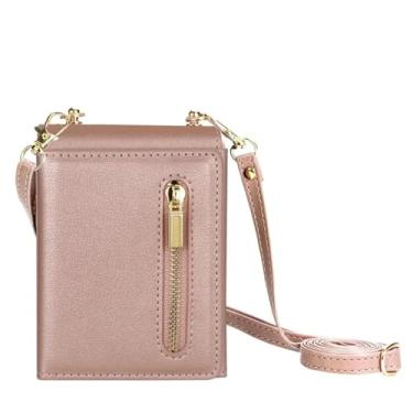 Imagem de Carteira crossbody com zíper e porta-cartão capa de telefone para Samsung Galaxy Z Flip 6 5 4 3 Flip6 Flip5 Flip4 Flip3 5G capa de couro, ouro rosa, para Galaxy Z Flip3
