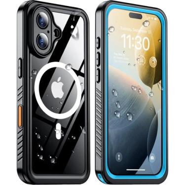 Imagem de Capa magnética Temdan para iPhone 16 à prova d'água, protetora de tela