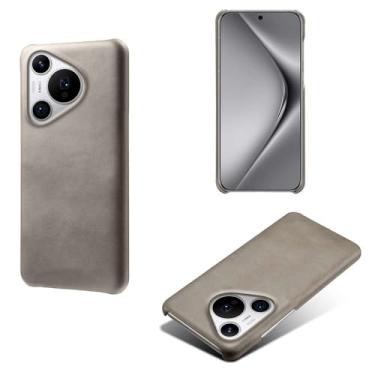 Imagem de Capa para Huawei Pura 70 PRO+,Proteção contra quedas,Casca de volta de cor sólida simples,Design de couro de imitação de plástico-Gray