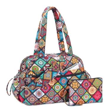 Imagem de TOPDesign Bolsa esportiva de viagem para mulheres, bolsa de ginástica acolchoada com bolso molhado, para viagem de fim de semana com manga de bagagem, Ioga, Large, Casual