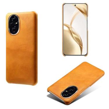 Imagem de Capa para Honor 200 PRO 5G,Proteção contra quedas,Casca de volta de cor sólida simples,Design de couro de imitação de plástico-Orange