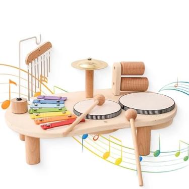 Imagem de Conjunto Musical Montessori de Madeira para Bebês - Brinquedos Musicais 1, 2, 3 Anos